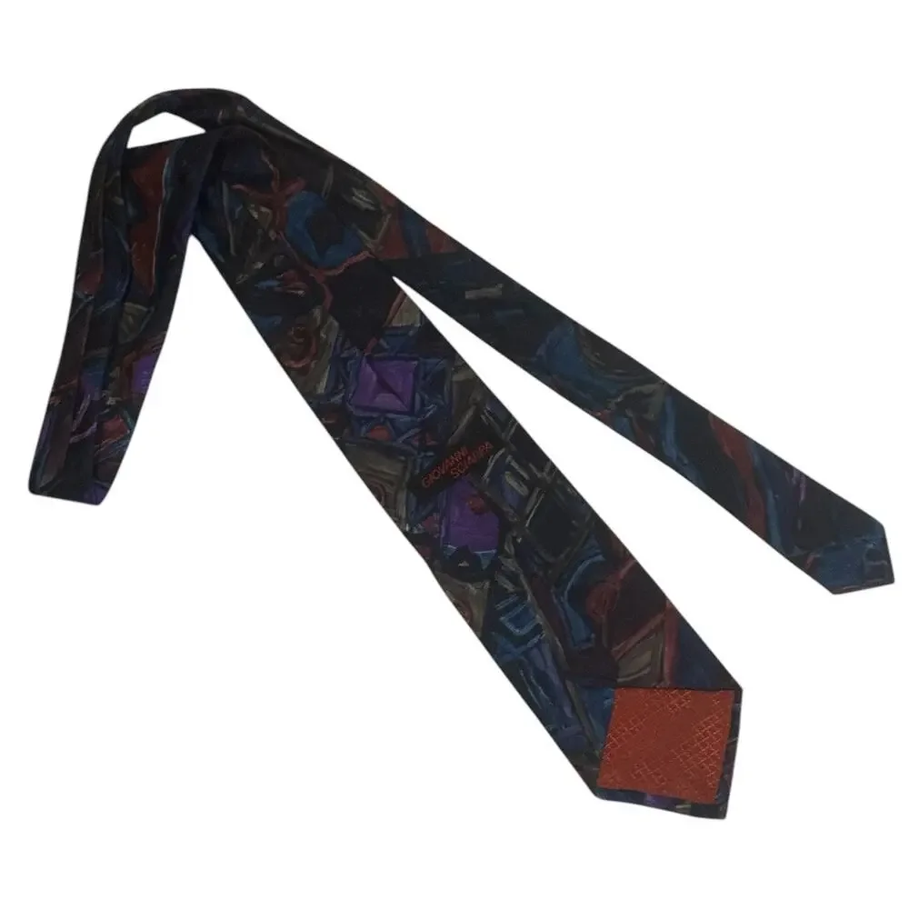 Vintage 90s Giovanni Sciarpa Tie Abstract Retro Funky Hipster Work Office Career